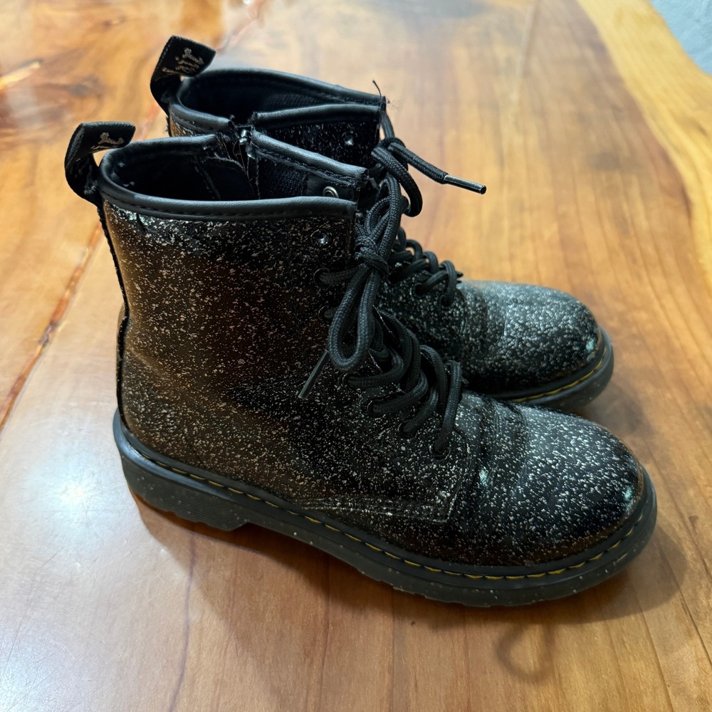 Dr. Martens Boots US 3 UK 13 EU 34 1460 Pascal J Girl Sparkle Glitter Silver